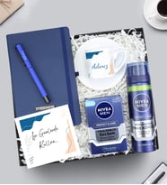 Kişiye Özel Baskılı Fincan & Nivea Tıraş Köpüğü & Nivea Balsam & Defter & Kalem Hediye Seti