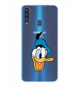 Samsung Galaxy A20s  Kapak Donald Duck Tasarımlı Şeffaf Silikon Kılıf