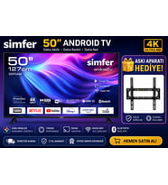 Simfer 50SFSA6B 50" 127 Ekran 4K Ultra Hd Android Smart LED Tv Dahili Wifi Bluetooth Netflix Askı Aparatı