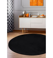 Dijidekor Peluş Halı Siyah Cool Yıkanabilir Yuvarlak Kesme Post Yolluk Kilim Salon Halısı Modelleri