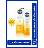SUN Yaşlanma Karşıtı Yüz Kremi 50ml, SPF50, Yüksek Güneş Koruyucu, Kırışıklık Görünümü Engelleyici