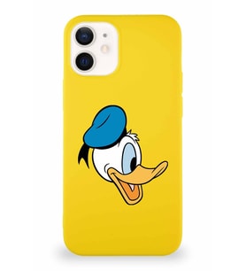 Apple iPhone 12 Soft Premier Kapak Donald Duck-F Tasarımlı Silikon Kılıf - Sarı (Şeffaf)