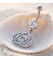 FerizZ 316L Çelik Zirkon Taşlı Kuğu Piercing PRC-122