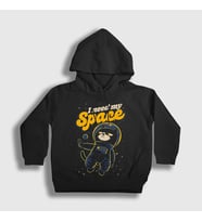 Presmono Unisex Çocuk Siyah I Need My Space Cat Uzay Kedili Kapüşonlu Sweatshirt 538497tt