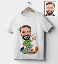 Kişiye Özel Balıkçı Tasarımlı Karikatür Tişört