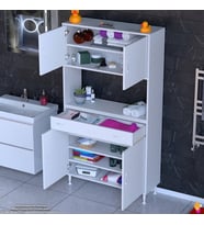 Modilayn ARDA Banyo Dolabı 95x173x32,5cm 1 çekmece 4 kapak ve 7 raflı İhtiyaca uygun kolay kurulum