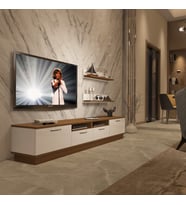 Decoraktiv Trendstyle 220r Slm Tv Ünitesi Tv Sehpası - Ceviz Beyaz (Beyaz - Kahverengi)