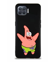 Oppo Reno 4 Lite Soft Premier Kapak Patrick Yıldız Tasarımlı Silikon Kılıf - Siyah (Şeffaf)