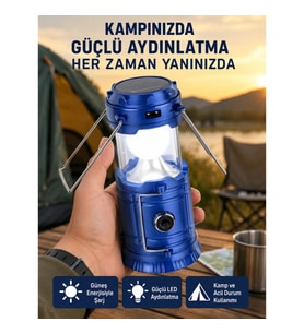 Mey İthalat® Katlanabilir USB Çıkışlı Kamp Feneri – Şarj Edilebilir, Dayanıklı ve Çok Fonksiyonlu