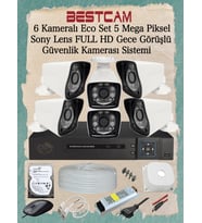 BESTCAM 6 Kameralı Eco Set 5 Mega Piksel Sony Lensli Full HD Gece Görüşlü Güvenlik Kamerası Sistemi 250 GB Hard Disk