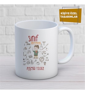 Kişiye Özel İsim Yazılabilir Sınıf Öğretmeni Kupa Bardak