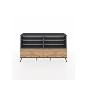 Arges Konsol 6 Raflı 2 Çekmeceli  176x30x99 Antrasit-Antrasit/Çam