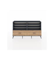 Arges Konsol 6 Raflı 2 Çekmeceli  176x30x99 Antrasit-Antrasit/Çam