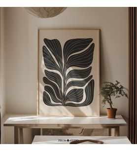 Siyah Organik Botanik Sanatı, Oturma Odası için Minimalist