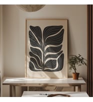 Siyah Organik Botanik Sanatı, Oturma Odası için Minimalist