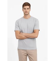 Erkek Bisiklet Yaka Yazlık Kısa kol Düz Tişört Regular Kalıp T-shirt - Gri