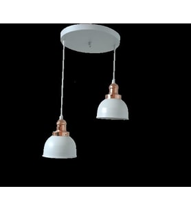 Rys Retro Metal Beyaz 2 li Bakır Duylu Dekoratif Rustik Sarkıt Avize Çap :30 cm (Burnt Olive)