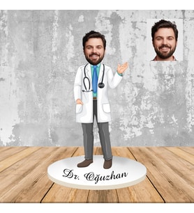 Kişiye Özel Doktor Tasarımlı Karikatür Ahşap Biblo