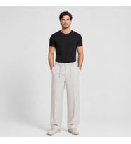 Erkek Taş Gri Relax Fit Bağcıklı Baggy Pantolon