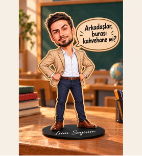Öğretmenler Günü Tasarımlı Kişiye Özel Ahşap Biblo