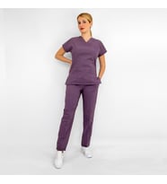 Ünisex Leylak Esnek  Likralı Doktor Hemşire Aşçı Scrubs Üniforma  Takım