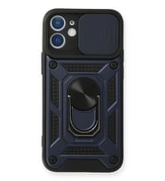 Mey İthalat® iPhone 12 Mini Kılıf Pars Lens Yüzüklü Silikon - Lacivert