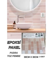 30×30cm Pudra Pembe Renkli Epoksi 1 Adet 3D Yapışkanlı Duvar Kaplama Paneli Mutfak Banyo Salon Ofis