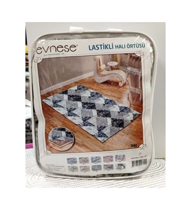 Evneşe 4m2 Lastikli Halı Örtüsü Desenli S90 (Siyah)