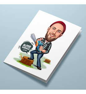Kişiye Özel Ormancı Erkek Karikatürlü Tebrik Kartı