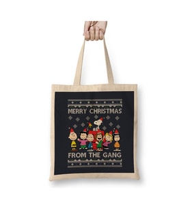 Merry Christmas From The Peanuts Gang Snoopy Bez Çanta Uzun Saplı Alışveriş Çantası (Beyaz)