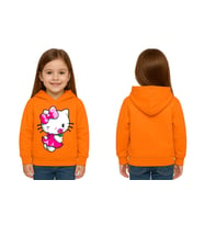 Unisex hello kity  Baskılı Çocuk Swaetshirt  Baskılı Kapüşonlu 3 İplik Şardonlu (Turuncu)