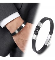 Moncuk Design Erkek Beyaz Çelik ve Deri Bileklik 33514B4D1