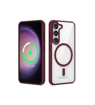 Samsung Galaxy S22 Uyumlu Kılıf M-safe Wireless Şarj Özellikli Silikon Zore Ege Kapak (Koyu Kırmızı)