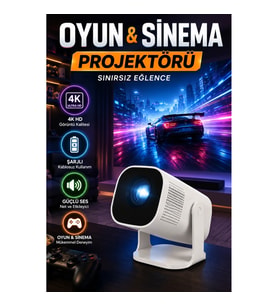 Şarjlı Projeksiyon Cihazı 720P HD Görüntü Ev Sinema ve Oyun Projektörü