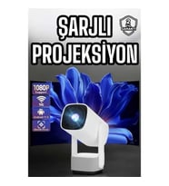 Şarjlı Projeksiyon Cihazı 720P HD Görüntü Ev Sinema ve Oyun Projektörü