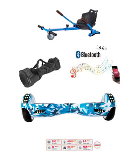 Elektrikli Kaykay Scooter Akıllı Denge Hoverboard + HoverKart + Çanta FULL LEDLİ EXTREM PAKET D03