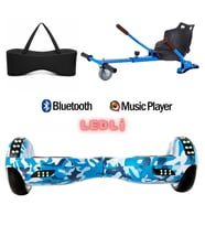 Elektrikli Kaykay Scooter Akıllı Denge Hoverboard + HoverKart + Çanta FULL LEDLİ EXTREM PAKET D03