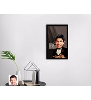 BK Gift Kişiye Özel Godfather Baba Karikatürlü Dekoratif Ahşap Siyah Çerçeveli Tablo-5