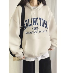 Unisex Arlington Baskılı Oversize Sweatshirt (Beyaz)