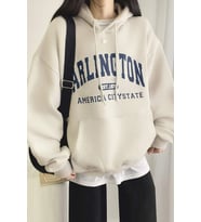 Unisex Arlington Baskılı Oversize Sweatshirt (Beyaz)