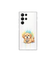 Samsung Galaxy S21 Ultra ile Uyumlu Splash Köpek Tasarımlı Şeffaf Silikon Kılıf