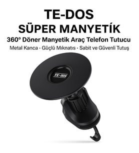 TD-H7541 Süper Manyetik Araç Telefon Tutucu 360° Dönebilen Metal Klima Menfezlerine Uygun Mıknatıslı