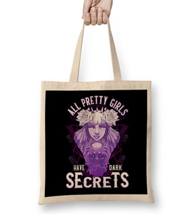 All Pretty Girls Have Dark Secrets Emo Goth Women Bez Çanta Uzun Saplı