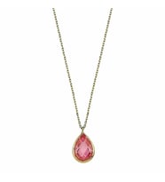 Altın Taşlı Kolye Pink Topaz 1.2 cm (Çok Renkli)