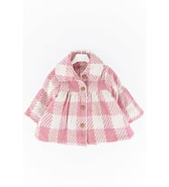 Ekose Desenli Pembe Peluş Astarlı Kız Çocuk Mont