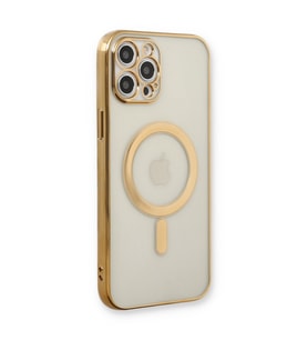 Iphone 12 Kılıf Magneticsafe Silikon - Gold