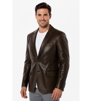 Kahverengi Lou Erkek Hakiki Deri Blazer Ceket