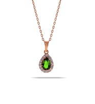 Yeşim Rose Gümüş Mini Damla Kolye 7042 (Yeşil)