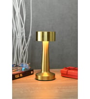 Dokunmatik Metal Masa Lambası, 3 Renkli Işık, Kablosuz, Dekoratif, Dimmer (Krem)