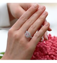 Oval Pembe Icecut Taşlı Gümüş Yüzük